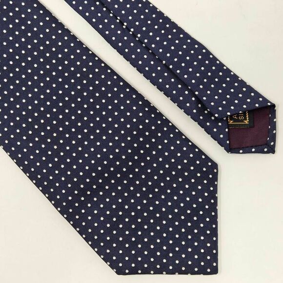 CERRUTI WILKES BASHFORD SILK TIE BLUE WHITE MICRO POLKA DOT 3.25" X 53" VINTAGE - Picture 1 of 3